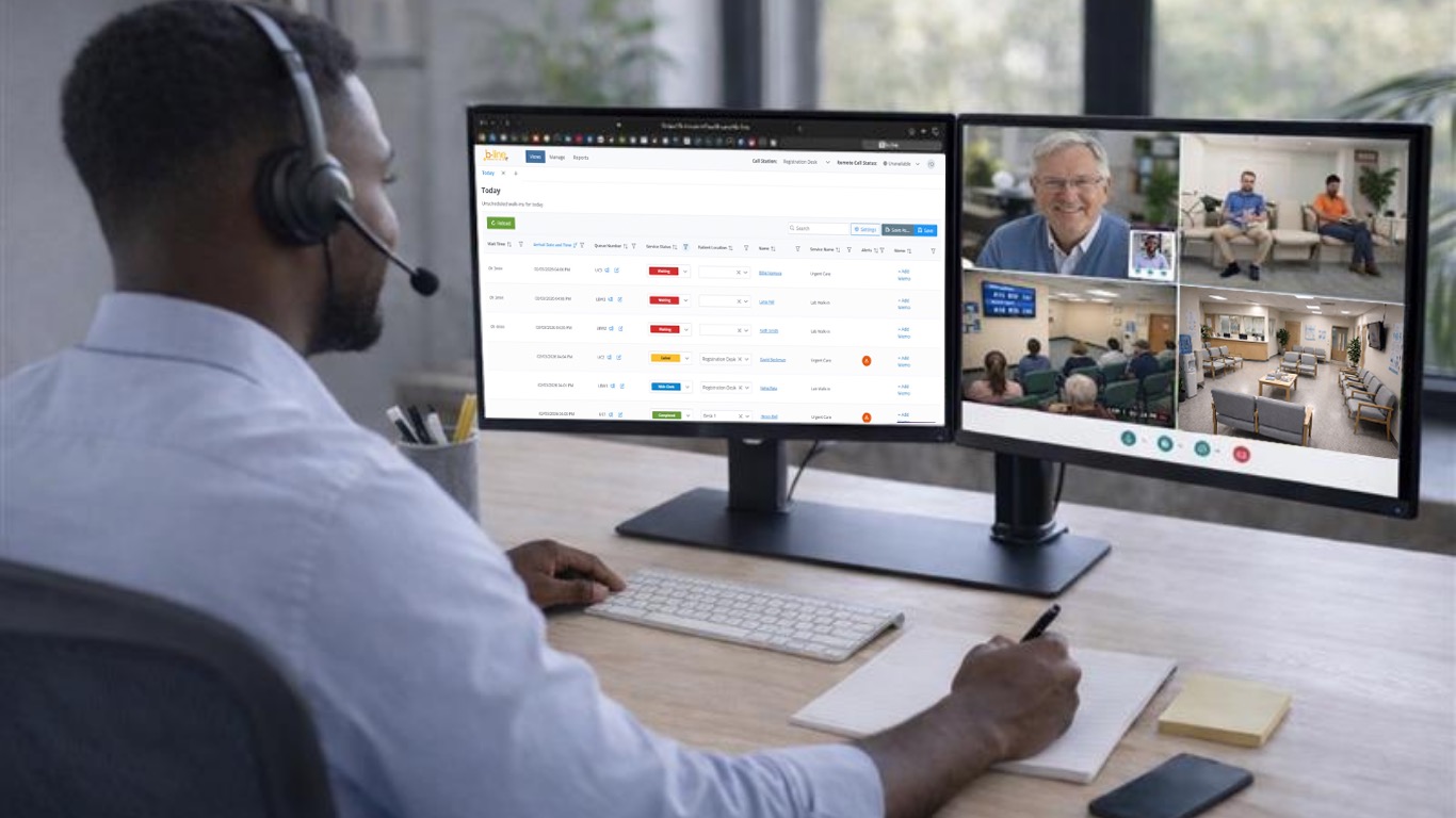 A b-line Remote Registrar manages daily patient registration tasks from a secure remote location.