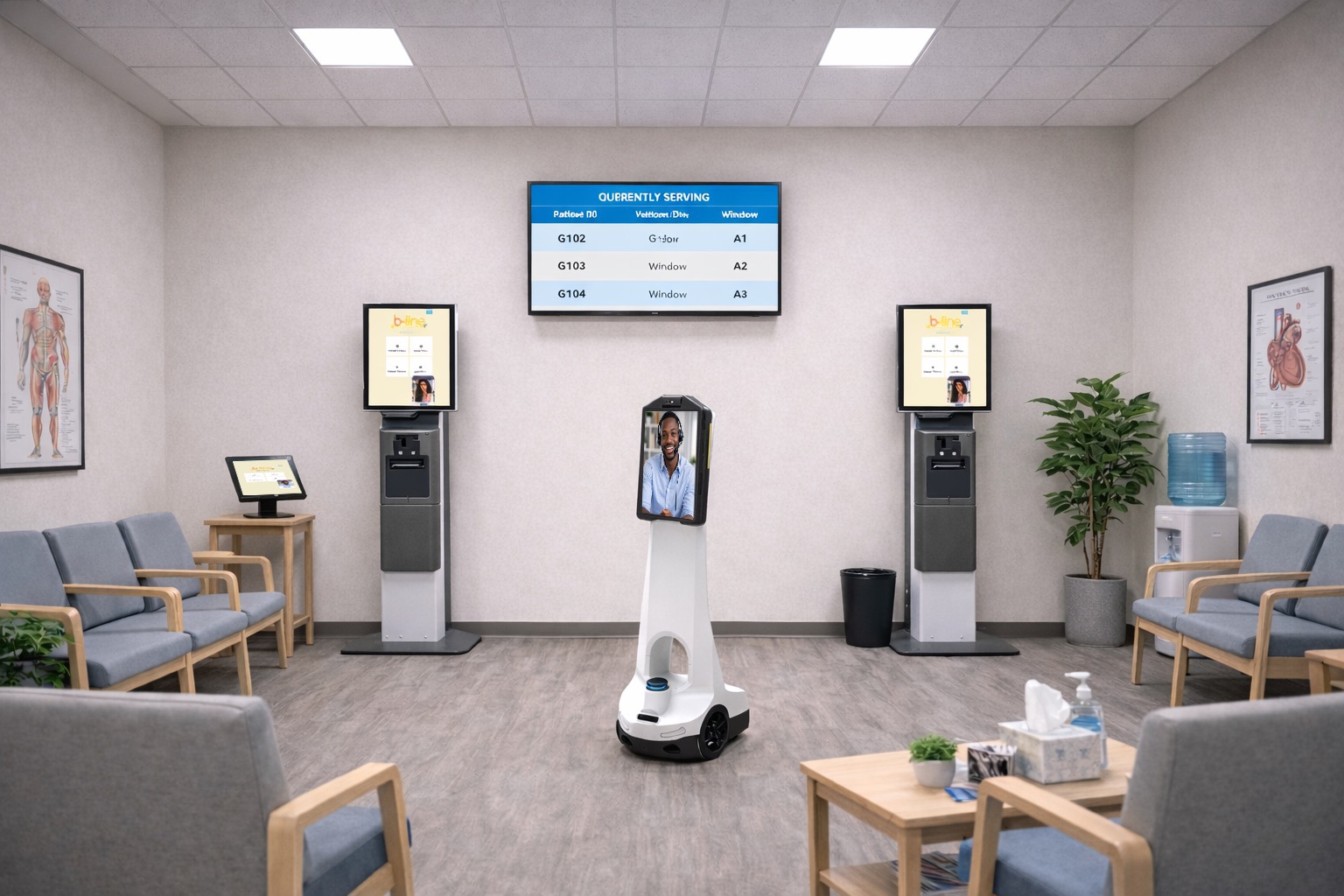 Telepresence robots & Kiosks in a health clinic waiting room